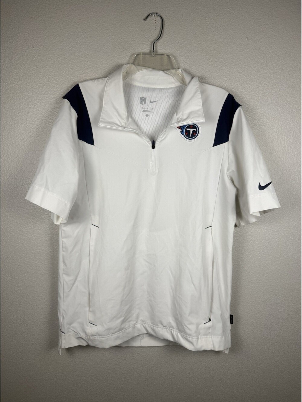 Nike Tennessee Titans NFL Mens S 1/4 Zip Sideline Pullover Shirt White
